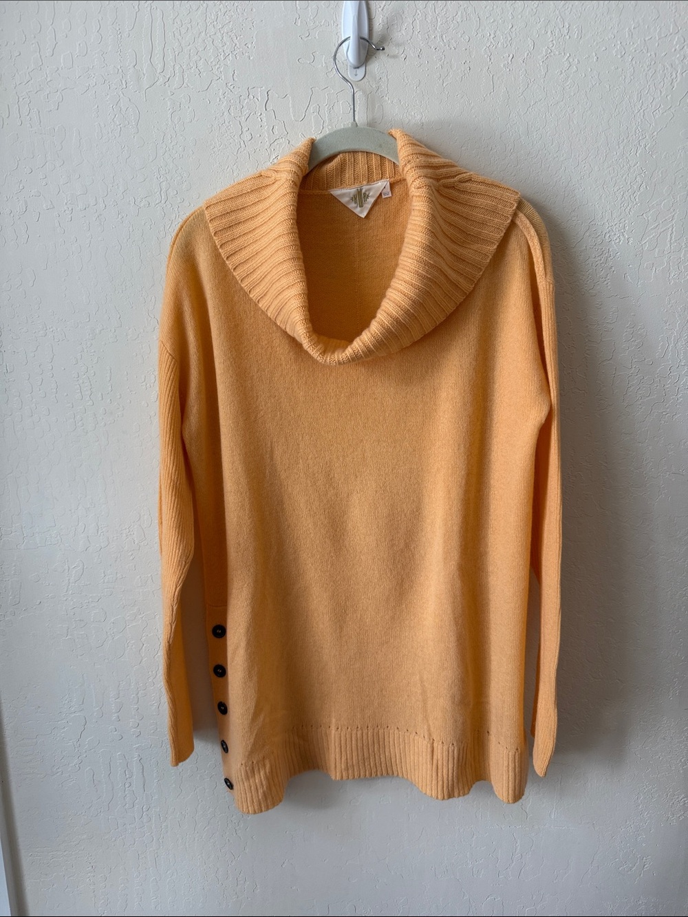Cozy Cowl Neck Cashmere Sweater - Peach